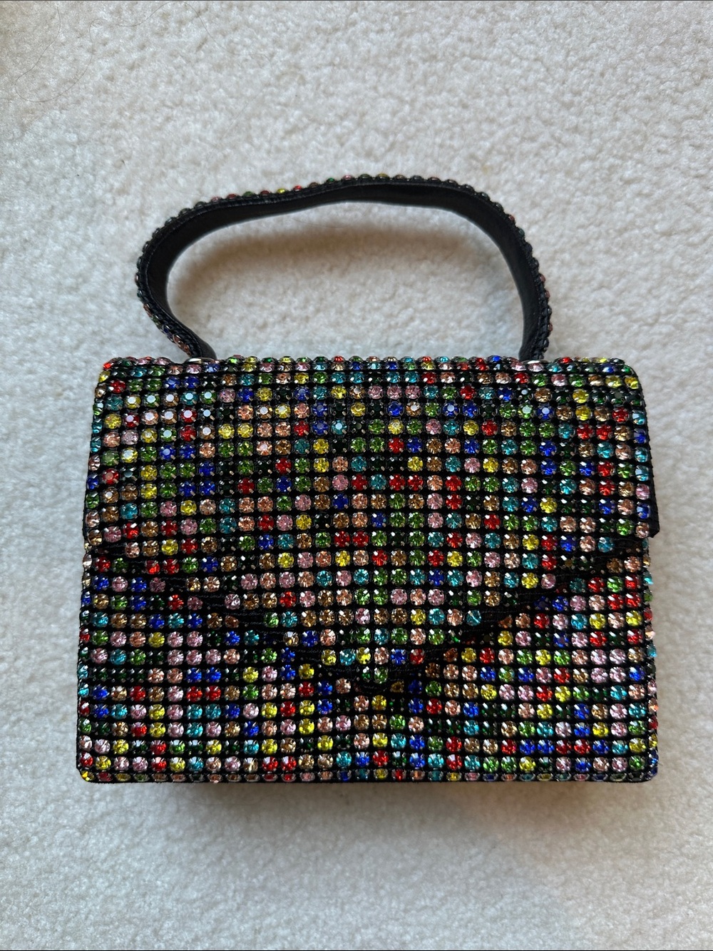 Multicolor Jewel Embellished Top-Handle Purse